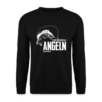 Wichtigeres als Angeln Angler Angel Fischer Fische - Unisex Pullover - Schwarz - Vorne - Alina (178cm) & Michal (187cm)
