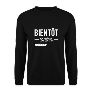 Bientôt tonton cadeau annonce grossesse - Sweat-shirt Unisexe - noir - Devant - Alina (178cm) & Michal (187cm)