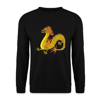 Chinese gold Dragon - Unisex Sweatshirt - black - Front - Alina (178cm) & Michal (187cm)