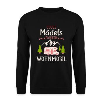 Camping Mädels Wohnmobil Camper Campingplatz - Unisex Pullover - Schwarz - Vorne - Alina (178cm) & Michal (187cm)