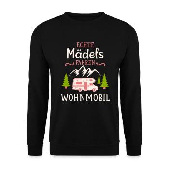 Camping Mädels Wohnmobil Camper Campingplatz - Unisex Pullover - Schwarz - Vorne - Alina (178cm) & Michal (187cm)