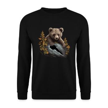 Brown Bear Baby Bear Animal Forest Nature - Unisex Sweatshirt - black - Front - Alina (178cm) & Michal (187cm)