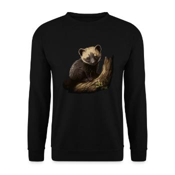 Marder Baby Tier Wald Natur - Unisex Pullover - Schwarz - Vorne - Alina (178cm) & Michal (187cm)