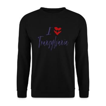 Halloween I Love Transylvania Vampire Bat - Unisex Sweatshirt - black - Front - Alina (178cm) & Michal (187cm)