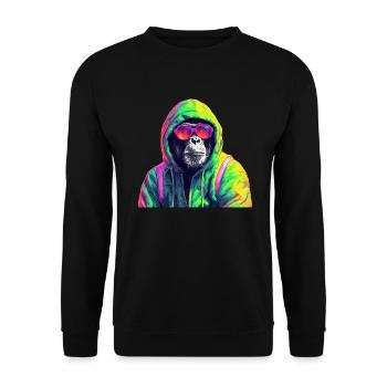 Chimpanzee with Sunglasses Colorful Cool Monkey - Unisex Sweatshirt - black - Front - Alina (178cm) & Michal (187cm)