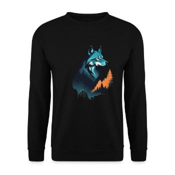 Wolf im Wald - Unisex Pullover - Schwarz - Vorne - Alina (178cm) & Michal (187cm)