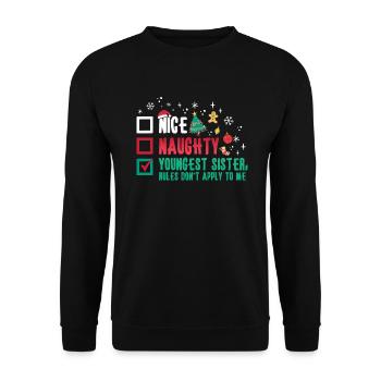 Christmas Sister Nice Naughty Youngest Sister - Unisex Sweatshirt - black - Front - Alina (178cm) & Michal (187cm)