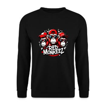 Red Monkeez DJ Chimp Monkey Musik - raffstaff ® - Unisex Pullover - Schwarz - Vorne - Alina (178cm) & Michal (187cm)