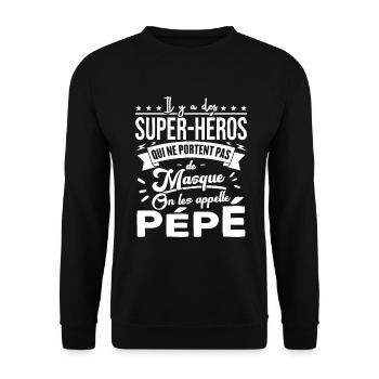 Mon Pépé Est Un Héro Qui Ne Porte Pas De Masque - Sweat-shirt Unisexe - noir - Devant - Alina (178cm) & Michal (187cm)