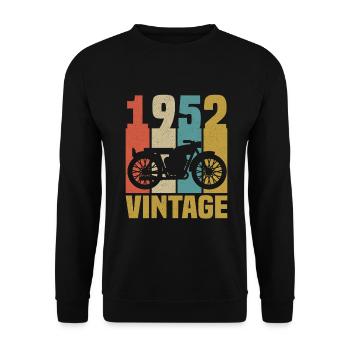1952 Geburtstag Vintage Biker Motorrad Geschenk - Unisex Pullover - Schwarz - Vorne - Alina (178cm) & Michal (187cm)