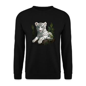 Weißer Tiger Wildkatze Jungle - Unisex Pullover - Schwarz - Vorne - Alina (178cm) & Michal (187cm)