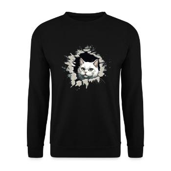 Katze Kätzchen Mietze Miau - Unisex Pullover - Schwarz - Vorne - Alina (178cm) & Michal (187cm)