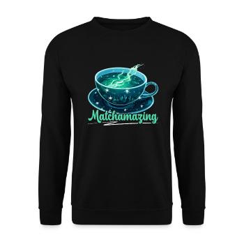 Matcha Tea Lovers Matcha Sayings Tea Time - Unisex Sweatshirt - black - Front - Alina (178cm) & Michal (187cm)