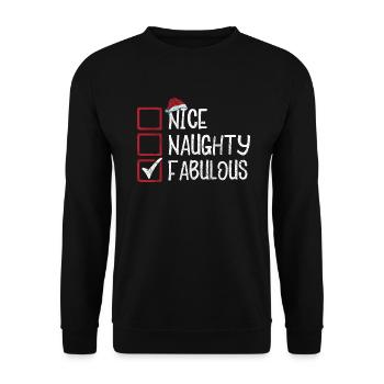 Christmas Funny Humor Nice Naughty Fabulous - Unisex Sweatshirt - black - Front - Alina (178cm) & Michal (187cm)