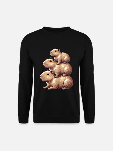 Stacked Capybaras Cute Animal Design - Unisex Sweatshirt - black