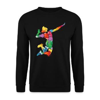 Volleyball Sport Lover Abstract Volleyball Player - Unisex Sweatshirt - black - Front - Alina (178cm) & Michal (187cm)