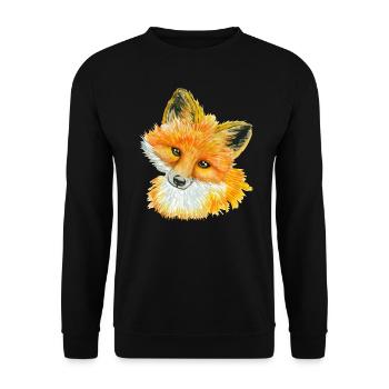 Fox-Aquarell-wildes Tier-Liebhaber-Geschenk-Idee - Unisex Pullover - Schwarz - Vorne - Alina (178cm) & Michal (187cm)