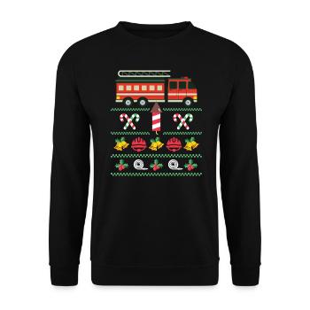 Merry Christmas Firefighter Xmas Firetruck Gift - Unisex Sweatshirt - black - Front - Alina (178cm) & Michal (187cm)