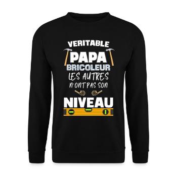Le meilleur, le vrai bricoleur c'est papa - Sweat-shirt Unisexe - noir - Devant - Alina (178cm) & Michal (187cm)