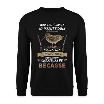 chasseur de bécasse humour saison de la chasse - Sweat-shirt Unisexe - noir - Devant - Alina (178cm) & Michal (187cm)
