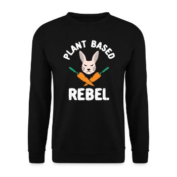 Pflanzliches Rebellenkaninchen Funny Easter Vegan - Unisex Pullover - Schwarz - Vorne - Alina (178cm) & Michal (187cm)