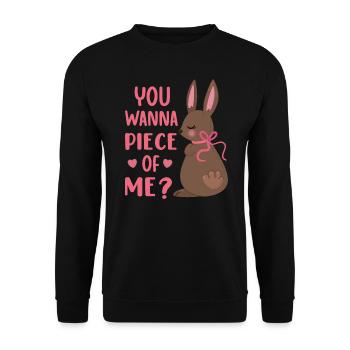 Du willst Piece of Me Ostertag Chocolate Rabbit - Unisex Pullover - Schwarz - Vorne - Alina (178cm) & Michal (187cm)