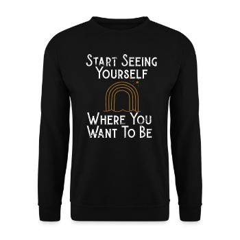 Mindset Destiny Beginnen Sie, Ihre zukünftigen Inspirationen zu sehen - Unisex Pullover - Schwarz - Vorne - Alina (178cm) & Michal (187cm)