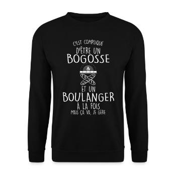 Boulanger et bogosse Pour Ton Boulanger Préféré - Sweat-shirt Unisexe - noir - Devant - Alina (178cm) & Michal (187cm)