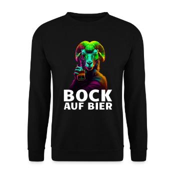 Bock auf Bier Spruch Ziege JGA Party - Unisex Pullover - Schwarz - Vorne - Alina (178cm) & Michal (187cm)