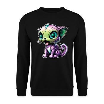 Chat extraterrestre mignon - Sweat-shirt Unisexe - noir - Devant - Alina (178cm) & Michal (187cm)