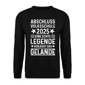 Abschluss 2025 Volksschule - Unisex Pullover - Schwarz - Vorne - Alina (178cm) & Michal (187cm)