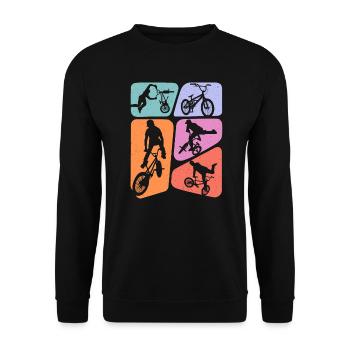 BMX Cascades Vélo Tricks Filles Vélo BMX Enfants - Sweat-shirt Unisexe - noir - Devant - Alina (178cm) & Michal (187cm)