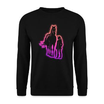 Pferd reiten Reiter Reiterin Frauen Mädchen Pferde - Unisex Pullover - Schwarz - Vorne - Alina (178cm) & Michal (187cm)