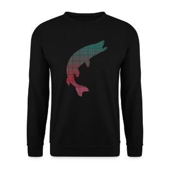 Pike Fishing Pixelated Pike Fishing Angler - Unisex Sweatshirt - black - Front - Alina (178cm) & Michal (187cm)