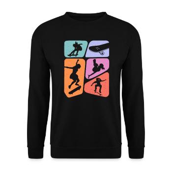 Skateur Skateur Skateur Skateboard Fille - Sweat-shirt Unisexe - noir - Devant - Alina (178cm) & Michal (187cm)