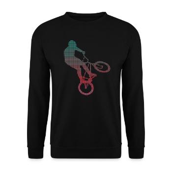 BMX Stunts Bike verpixelt Jungen Fahrrad BMX - Unisex Pullover - Schwarz - Vorne - Alina (178cm) & Michal (187cm)