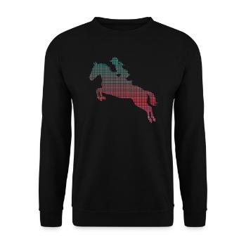 Pferd reiten verpixelt Reiter Mädchen Pferde - Unisex Pullover - Schwarz - Vorne - Alina (178cm) & Michal (187cm)