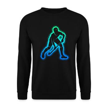 Hockeyspieler Hockey Herren Jungen Feldhockey - Unisex Pullover - Schwarz - Vorne - Alina (178cm) & Michal (187cm)