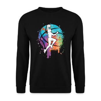 Basketballer Mädchen Kinder Basketball Jungen - Unisex Pullover - Schwarz - Vorne - Alina (178cm) & Michal (187cm)