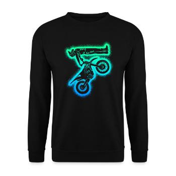 Dirt Biker Motorrad Herren Kinder Motocross - Unisex Pullover - Schwarz - Vorne - Alina (178cm) & Michal (187cm)