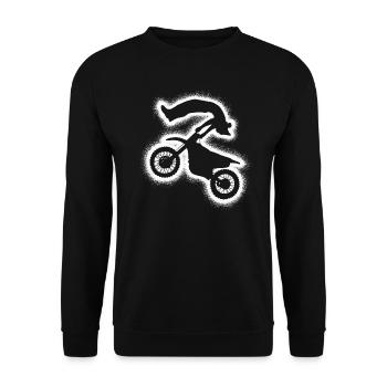 Dirt Biker Motorrad Jungen Herren Motocross - Unisex Pullover - Schwarz - Vorne - Alina (178cm) & Michal (187cm)
