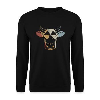 Kuh Retro Style Vintage - Unisex Pullover - Schwarz - Vorne - Alina (178cm) & Michal (187cm)