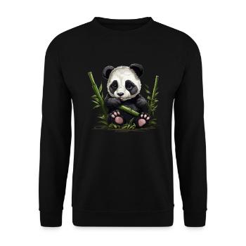 Panda Bear Bamboo Panda Baby - Unisex Sweatshirt - black - Front - Alina (178cm) & Michal (187cm)