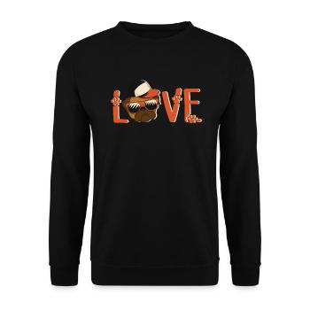 Love Mops Hundehalter Hundesitzer Geschenkidee - Unisex Pullover - Schwarz - Vorne - Alina (178cm) & Michal (187cm)