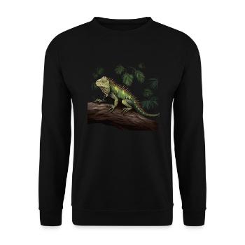 iguana branch reptiles green iguana - Unisex Sweatshirt - black - Front - Alina (178cm) & Michal (187cm)