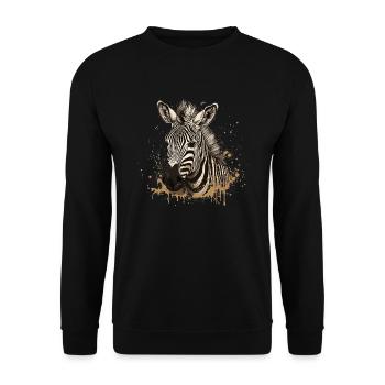 Zebra Afrika Tier - Unisex Pullover - Schwarz - Vorne - Alina (178cm) & Michal (187cm)