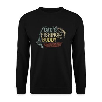 Angeln Angler Vater Sohn Dad's Fishing Buddy - Unisex Pullover - Schwarz - Vorne - Alina (178cm) & Michal (187cm)