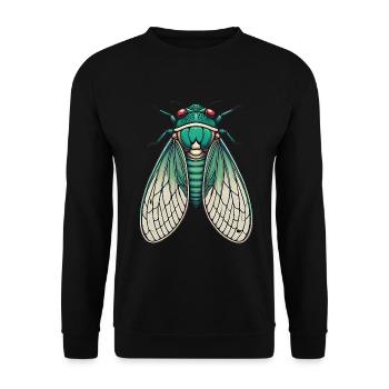 Vintage Green Cicada Insect Illustration - Unisex Sweatshirt - black - Front - Alina (178cm) & Michal (187cm)