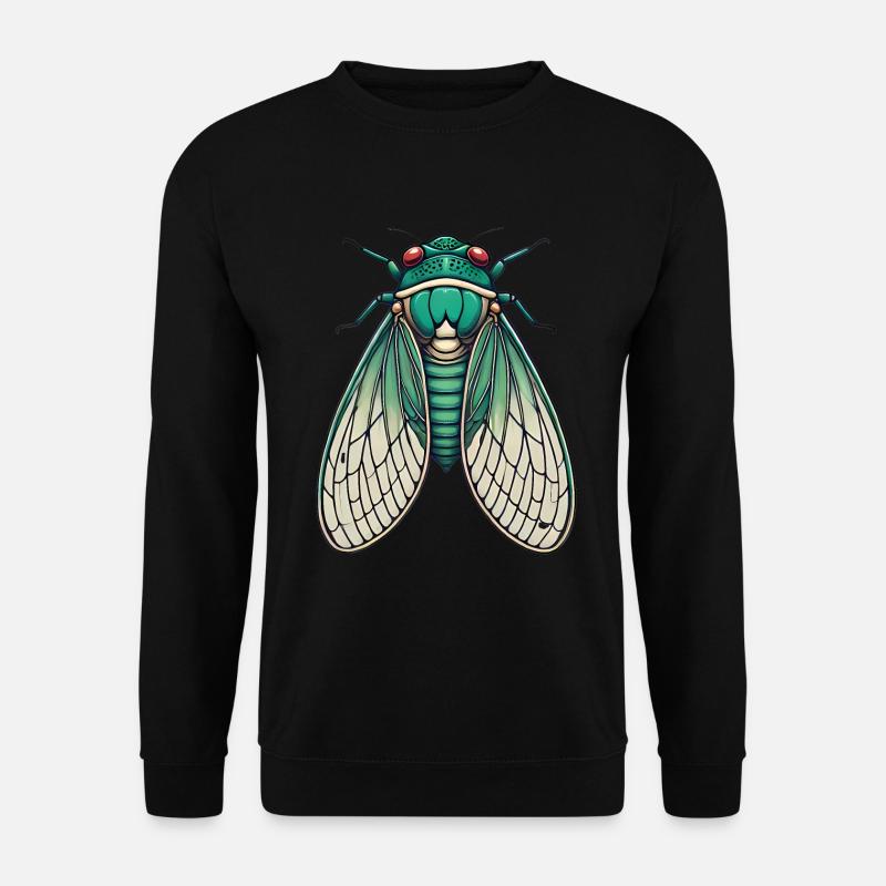 Vintage Grüne Zikade Insekt Illustration - Unisex Pullover - Schwarz