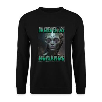 Ich glaube nicht an Menschen - Unisex Pullover - Schwarz - Vorne - Alina (178cm) & Michal (187cm)
